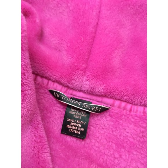 VICTORIA'S SECRET Pink Leopard cozy fleece dressing robe gown size xs/s NO BELT - Picture 8 of 13